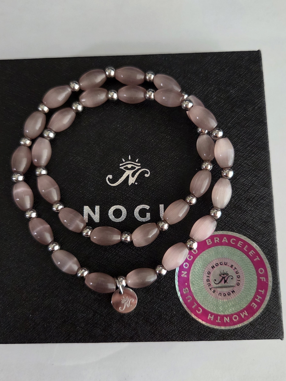🆕️ NOGU Purple & Silver Beaded Wrap Bracelet